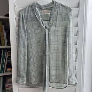Tory Burch Gray Checkered Blouse